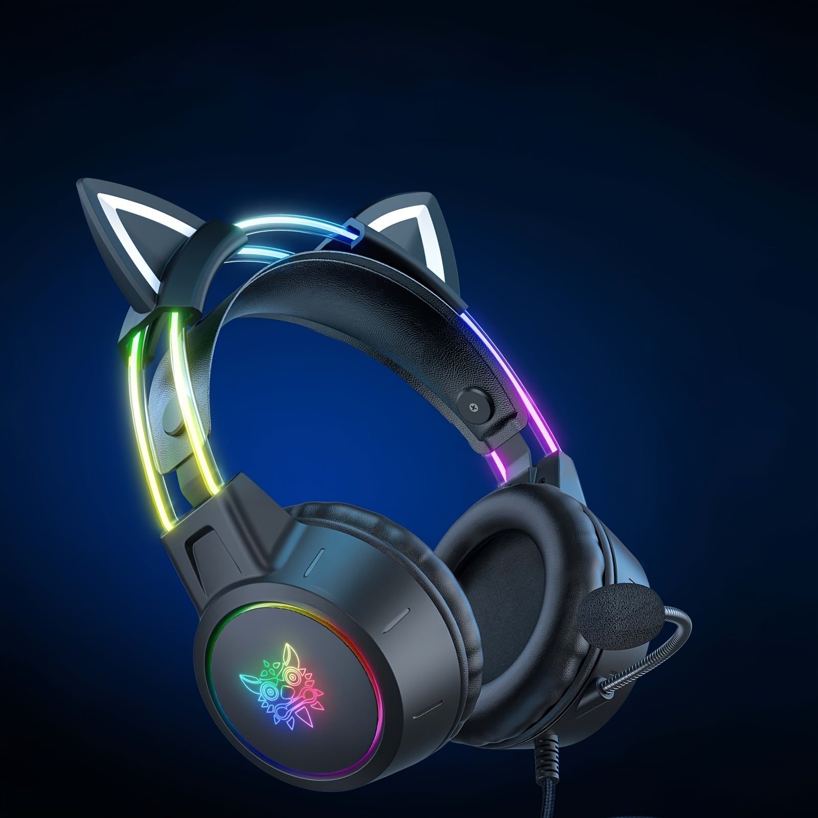 ONIKUMA RGB Gaming Headset with Detachable Cat Ear Headphones
